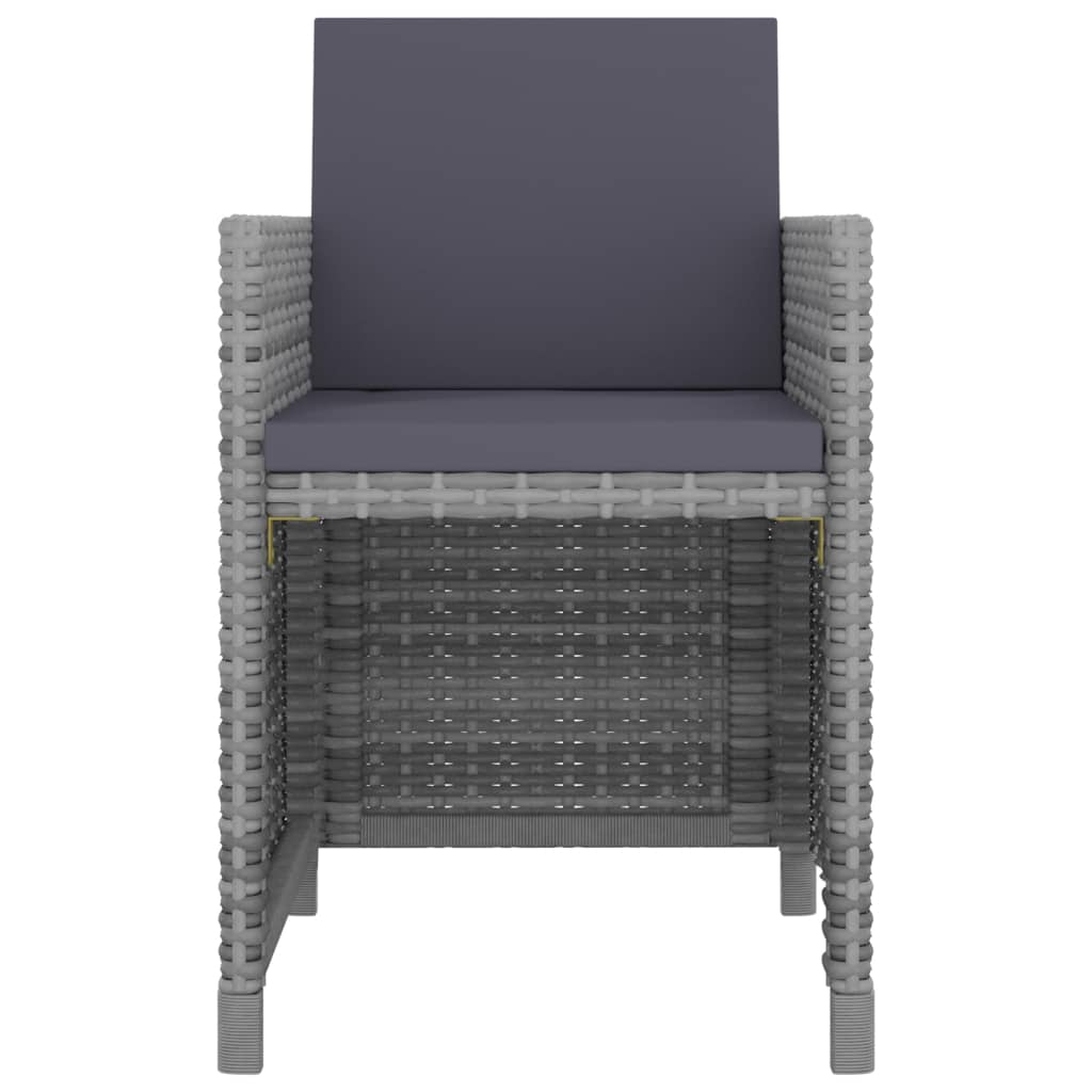 11 pcs conjunto jantar exterior c/ almofadões vime PE cinzento