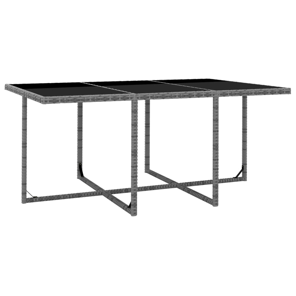 11 pcs conjunto jantar exterior c/ almofadões vime PE cinzento