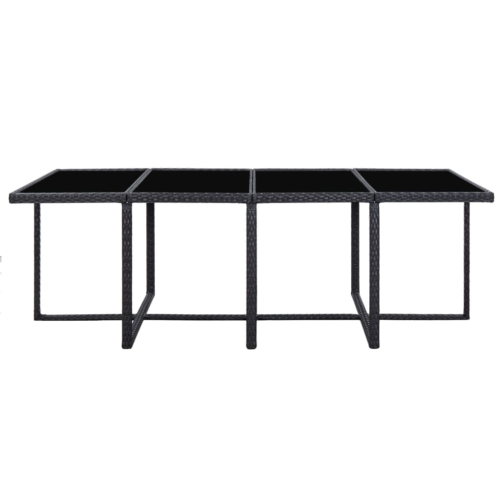 13 pcs conjunto jantar exterior com almofadões vime PE preto