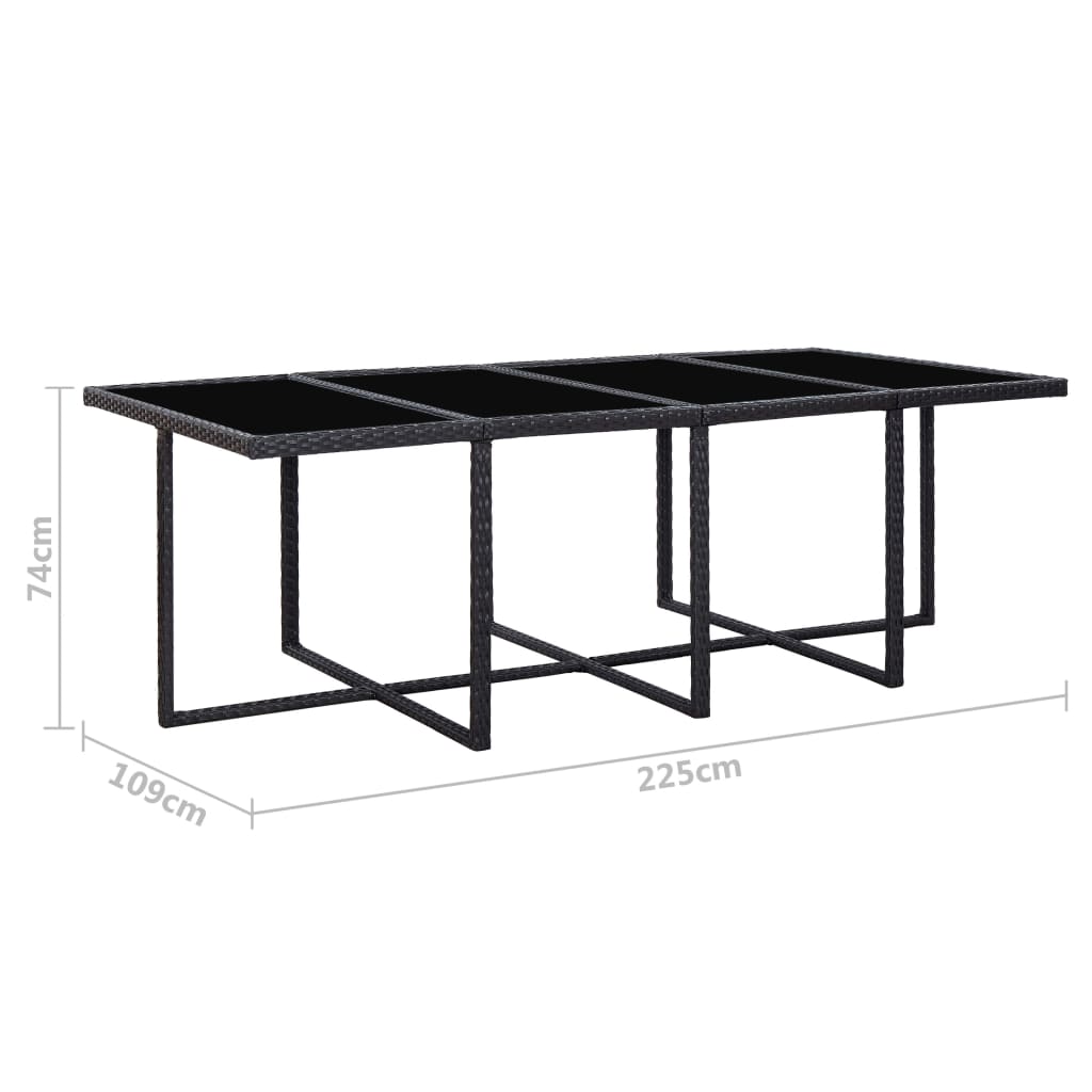 13 pcs conjunto jantar exterior com almofadões vime PE preto