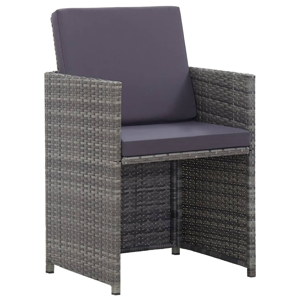 13 pcs conjunto jantar exterior c/ almofadões vime PE antracite