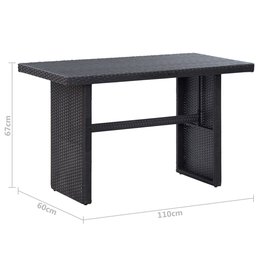 3 pcs conjunto lounge de jardim c/ almofadões vime PE preto