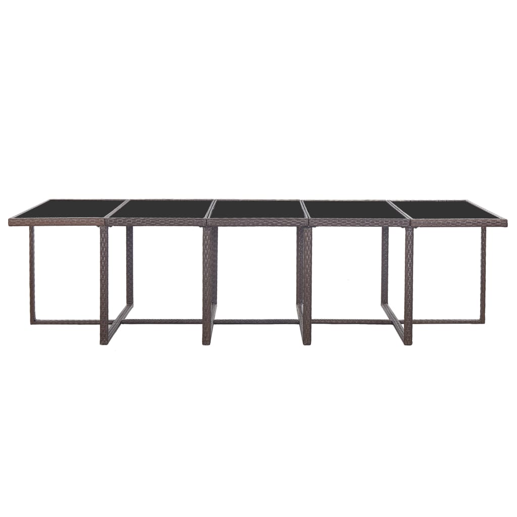 15 pcs conjunto jantar exterior com almofadões vime PE castanho