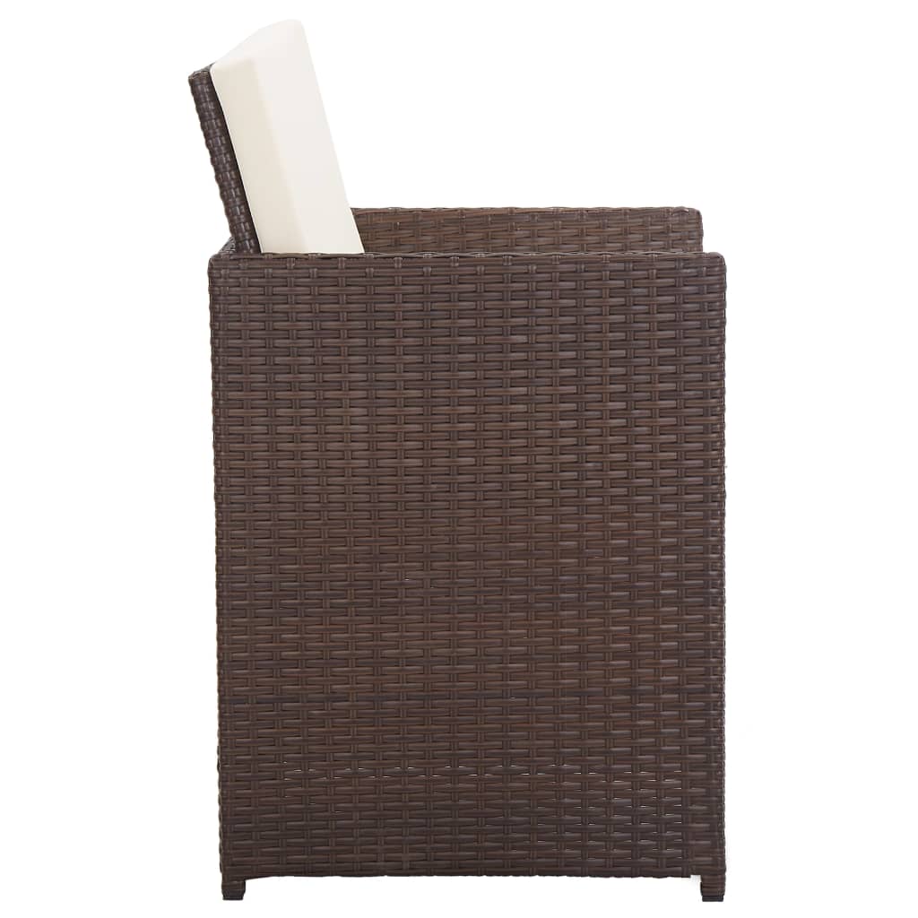 15 pcs conjunto jantar exterior com almofadões vime PE castanho