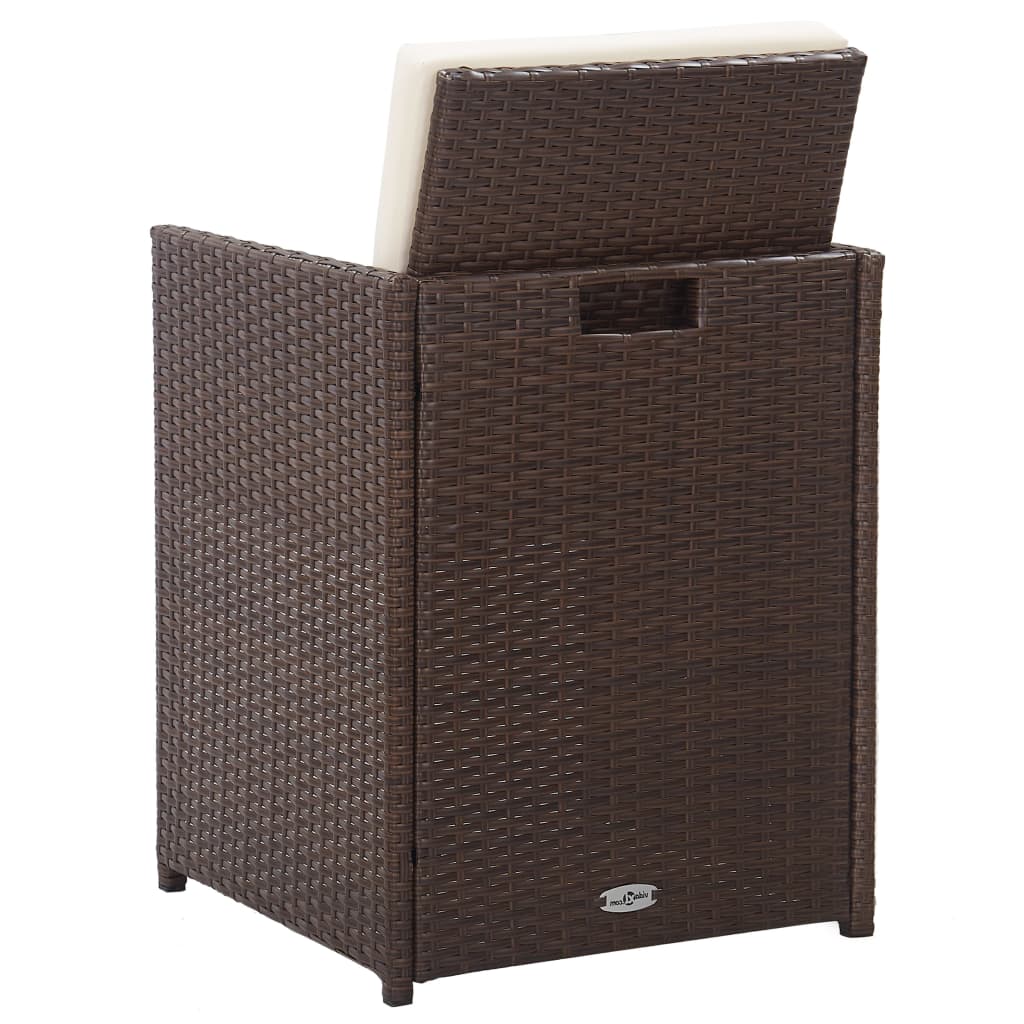 15 pcs conjunto jantar exterior com almofadões vime PE castanho