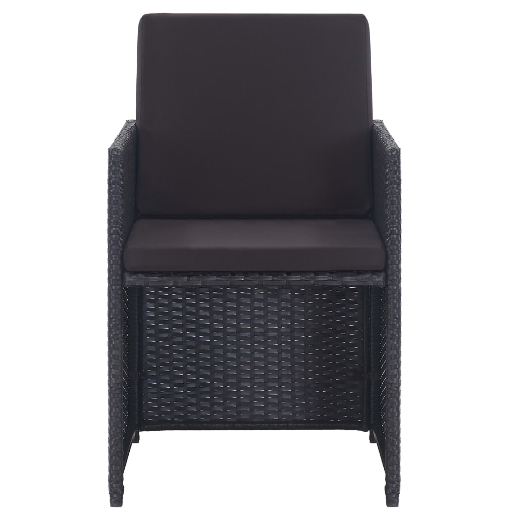 15 pcs conjunto jantar exterior com almofadões vime PE preto