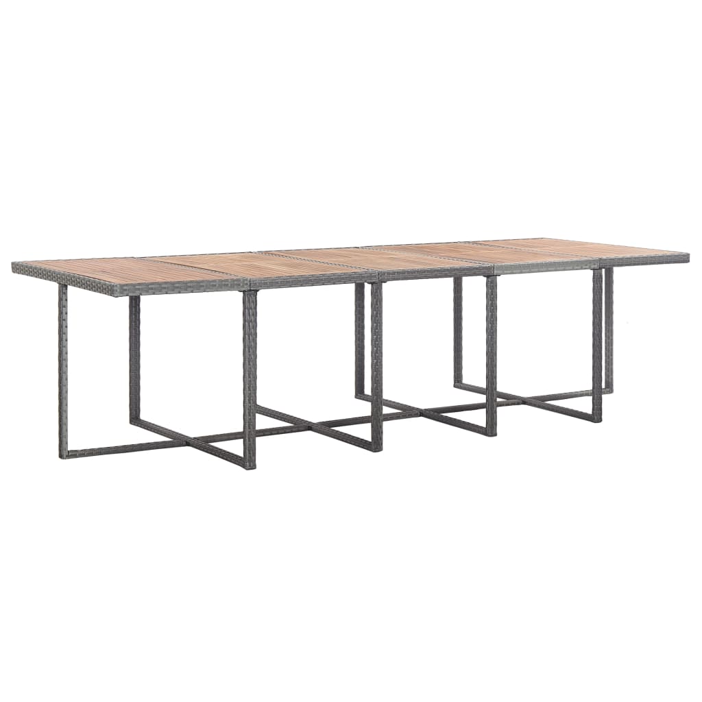 15 pcs conjunto jantar exterior c/ almofadões vime PE antracite