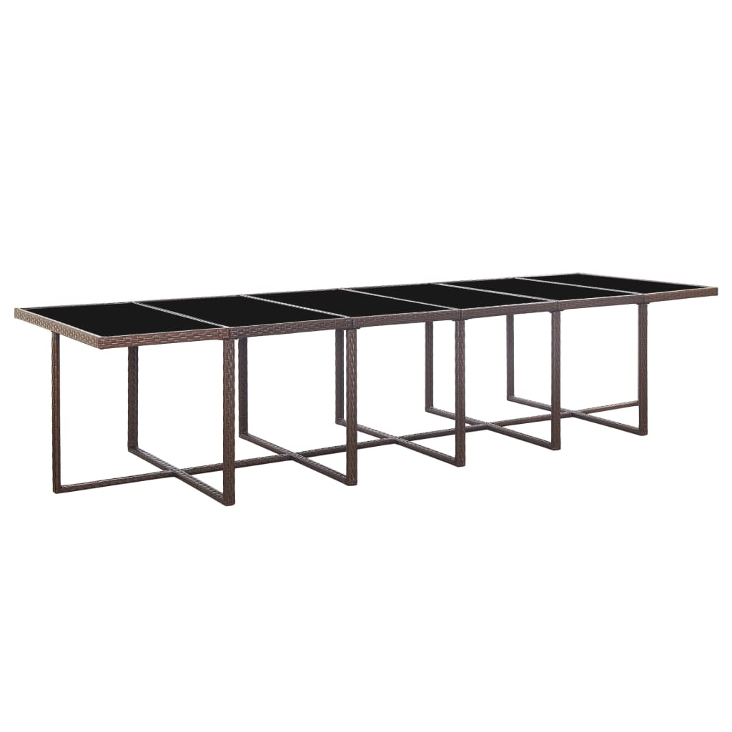 17 pcs conjunto jantar exterior com almofadões vime PE castanho