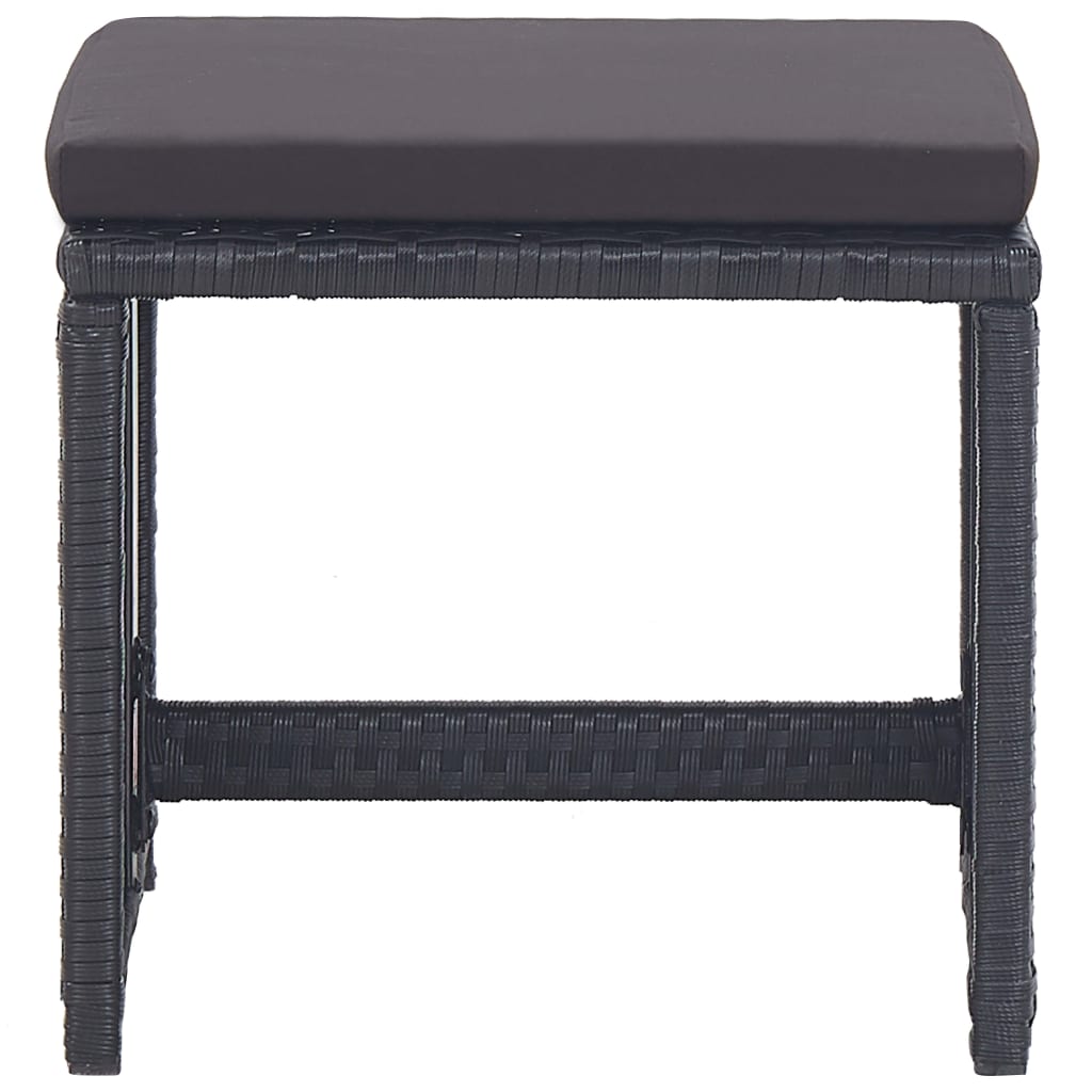 17 pcs conjunto jantar exterior com almofadões vime PE preto