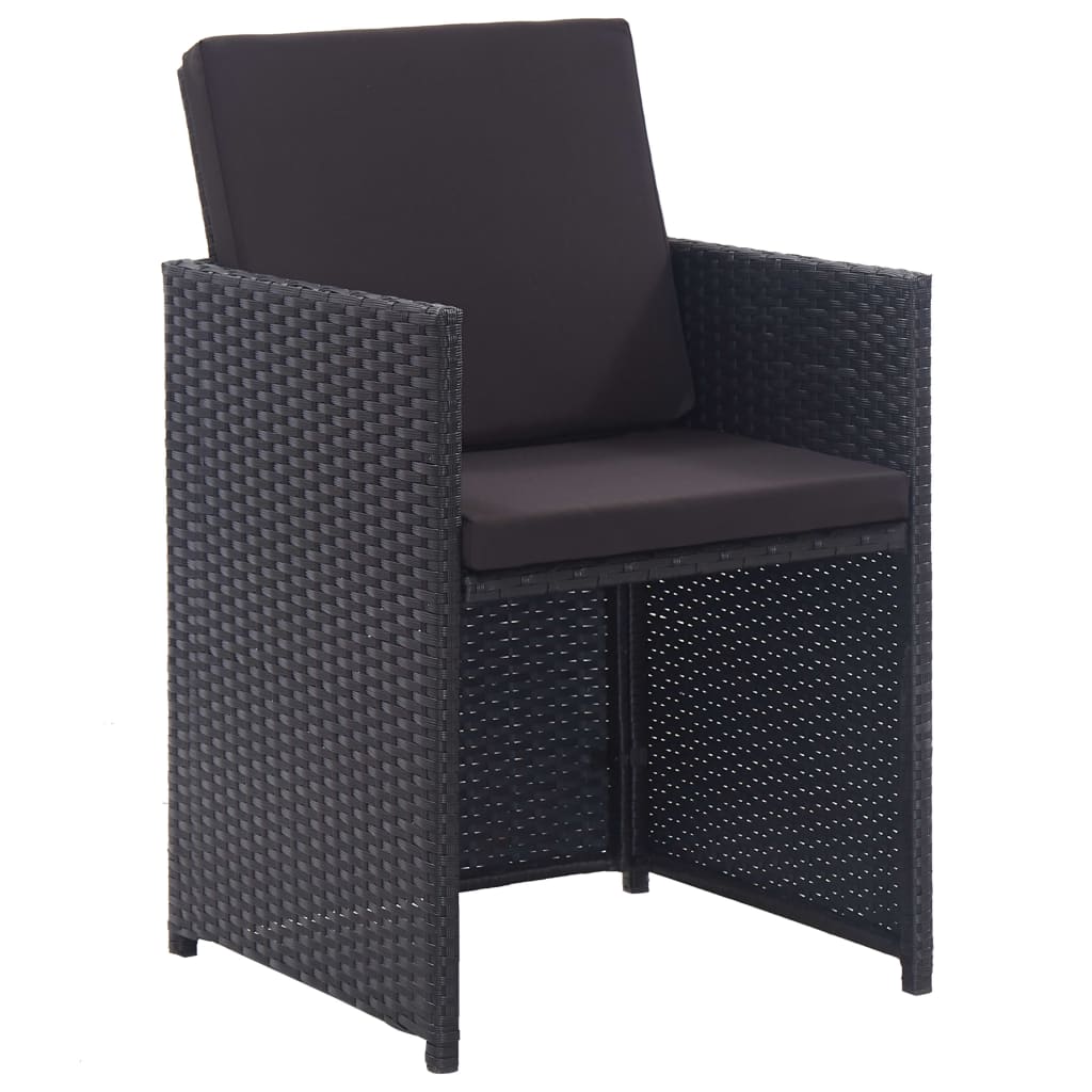17 pcs conjunto jantar exterior com almofadões vime PE preto
