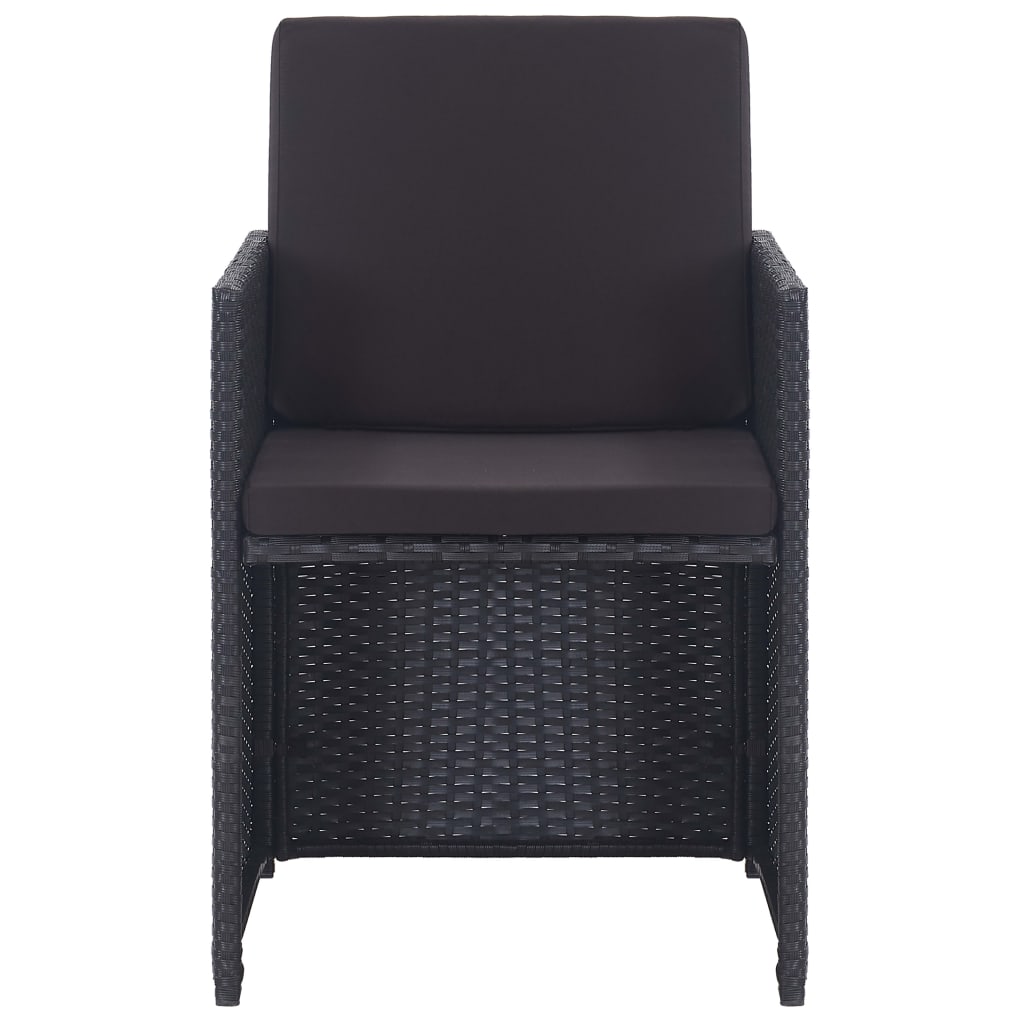 17 pcs conjunto jantar exterior com almofadões vime PE preto