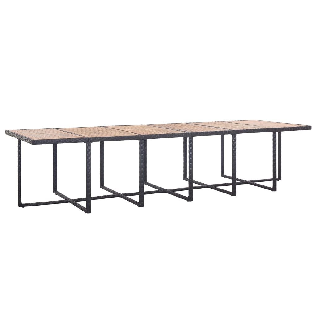 17 pcs conjunto jantar exterior com almofadões vime PE preto