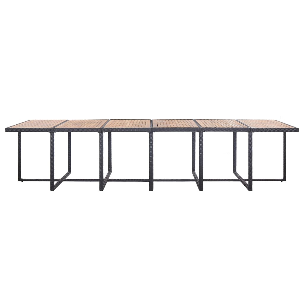 17 pcs conjunto jantar exterior com almofadões vime PE preto