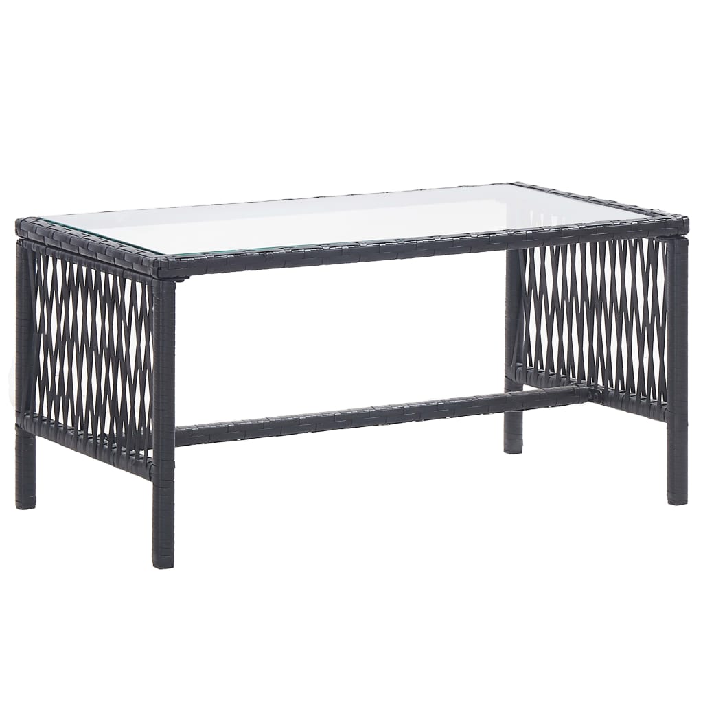 4 pcs conjunto lounge de jardim c/ almofadões vime PE preto