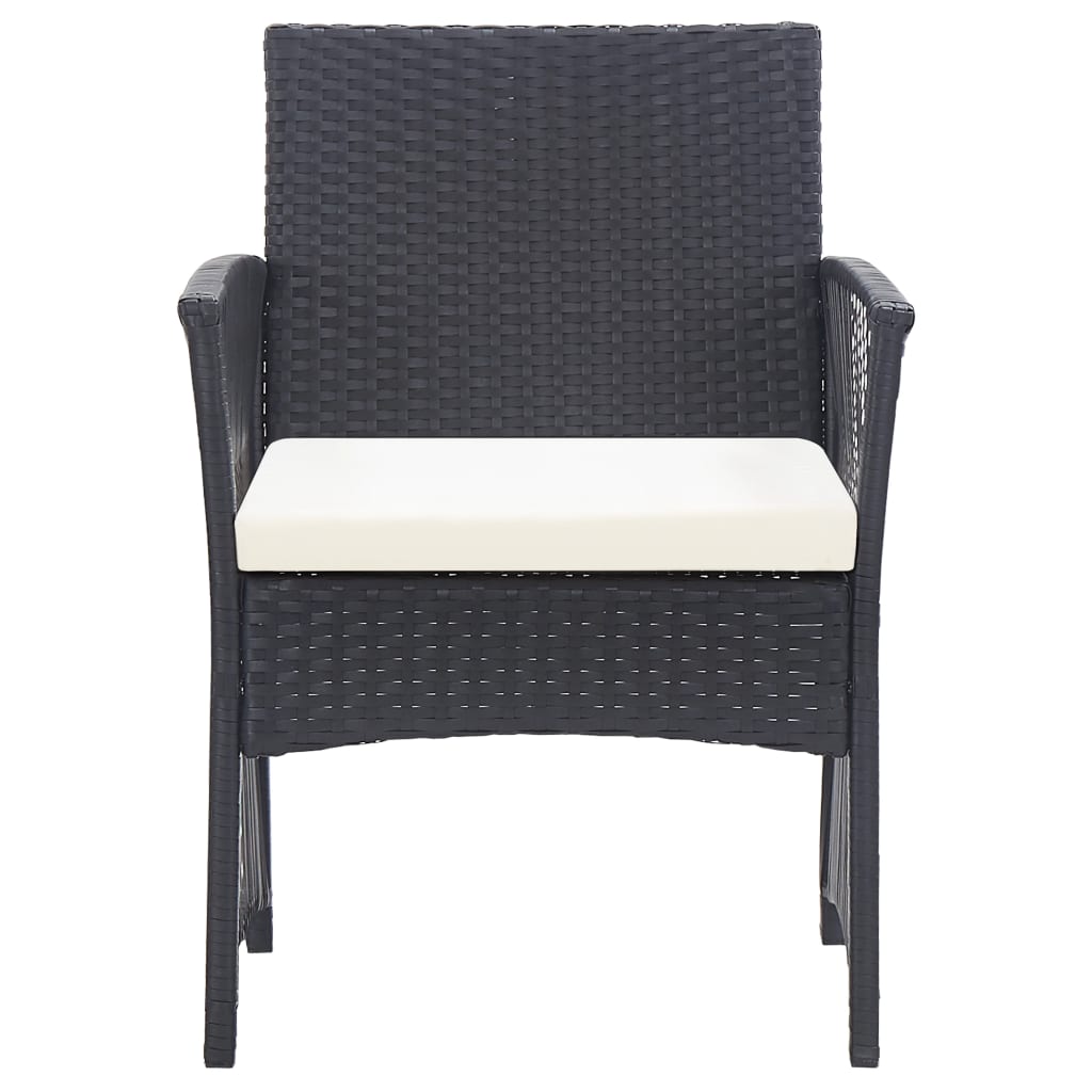 4 pcs conjunto lounge de jardim c/ almofadões vime PE preto