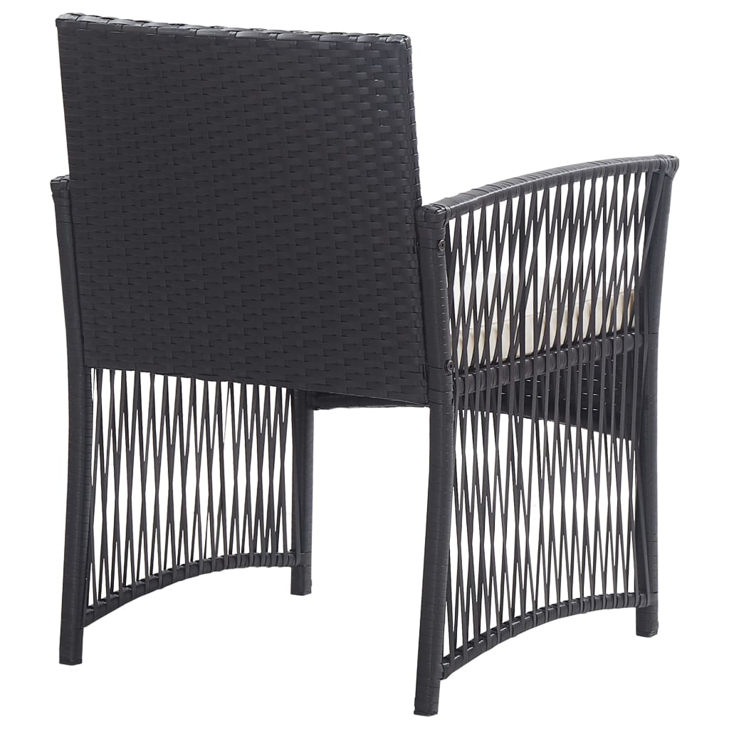 4 pcs conjunto lounge de jardim c/ almofadões vime PE preto