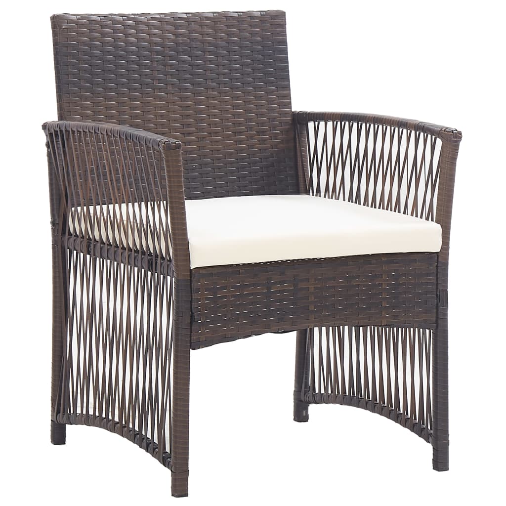4 pcs conjunto lounge jardim c/ almofadões vime PE castanho