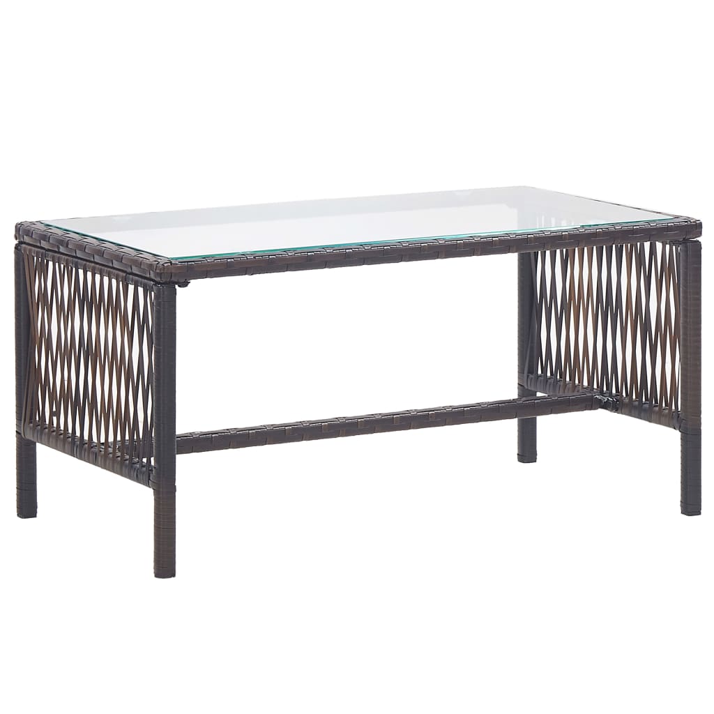 4 pcs conjunto lounge jardim c/ almofadões vime PE castanho