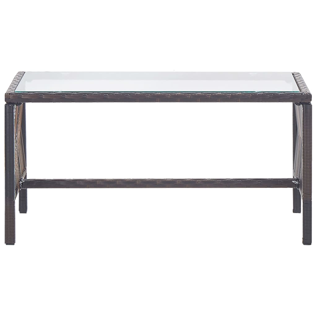 4 pcs conjunto lounge jardim c/ almofadões vime PE castanho