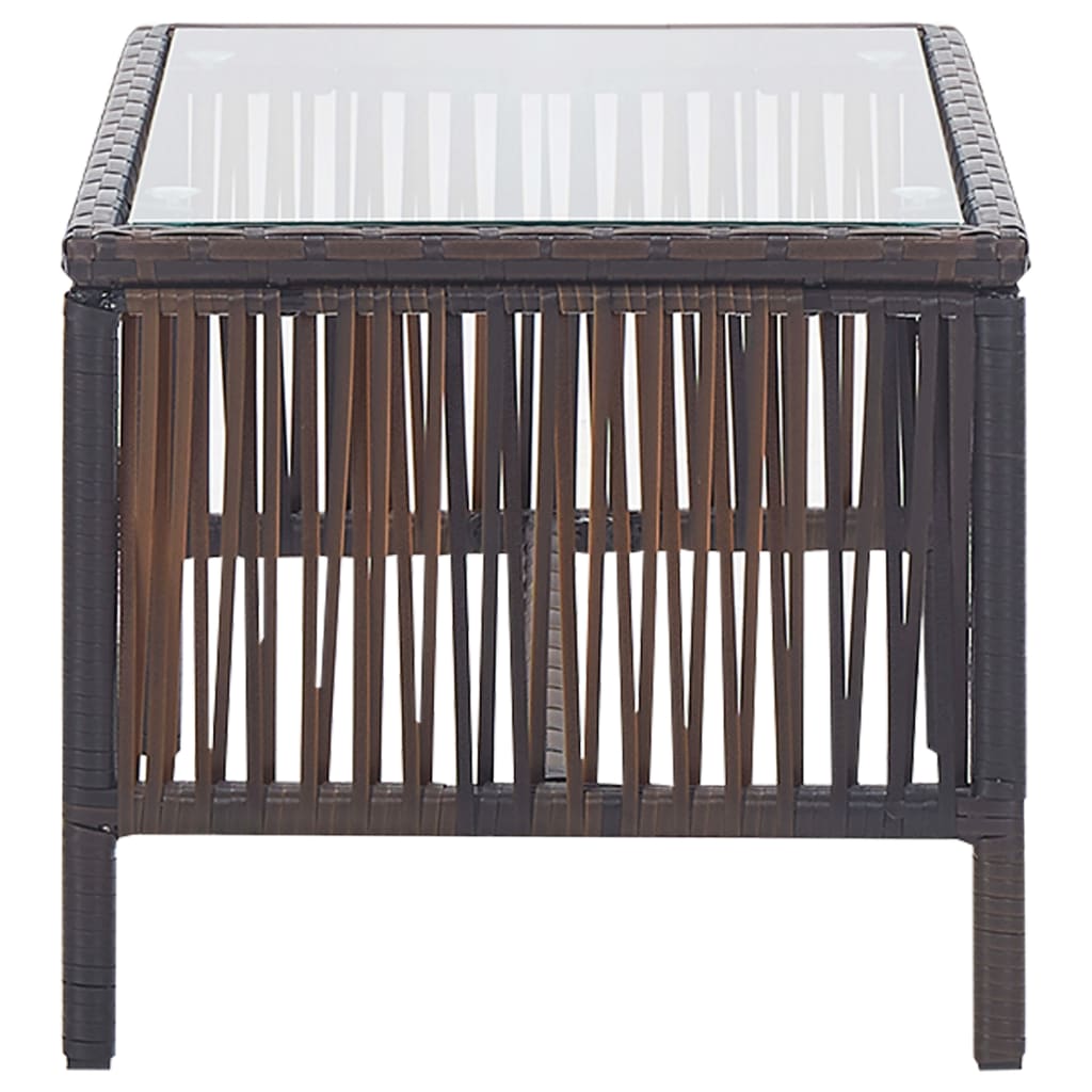 4 pcs conjunto lounge jardim c/ almofadões vime PE castanho