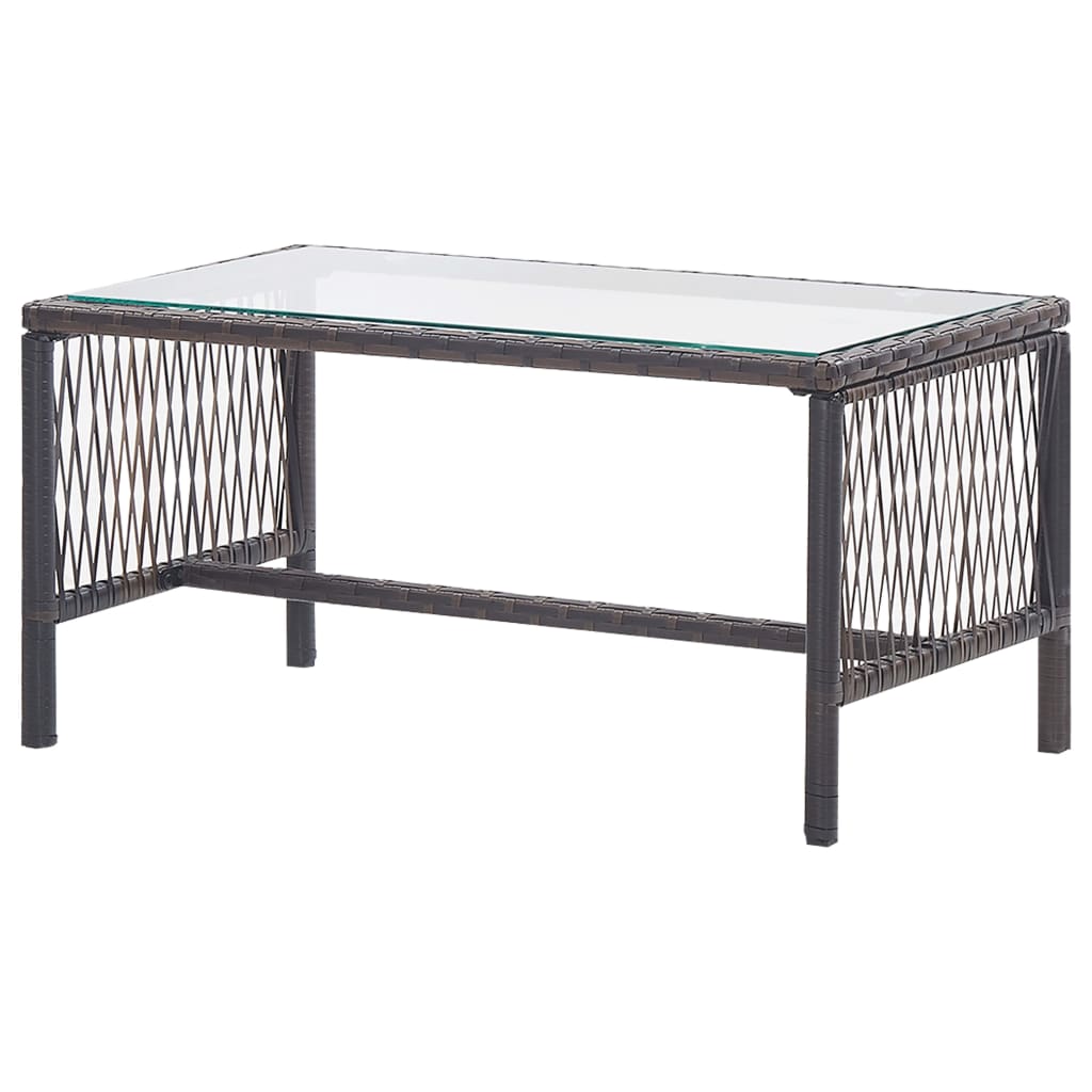 4 pcs conjunto lounge jardim c/ almofadões vime PE castanho