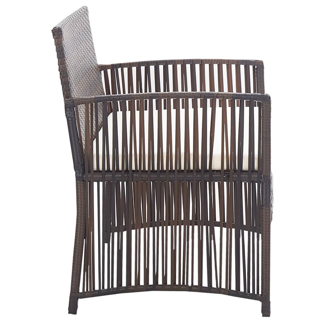 4 pcs conjunto lounge jardim c/ almofadões vime PE castanho