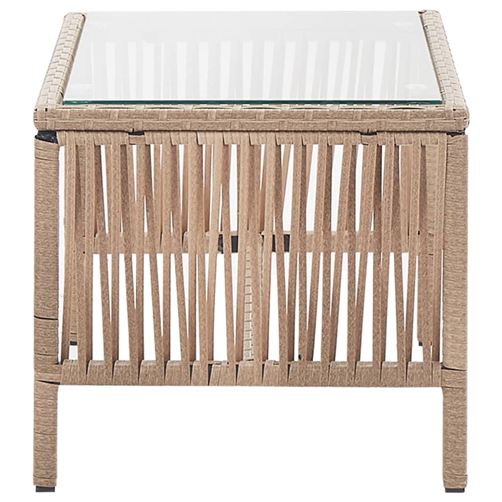 4 pcs conjunto lounge jardim c/ almofadões vime PE bege