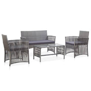 4 pcs conjunto lounge de jardim c/ almofadões vime PE antracite