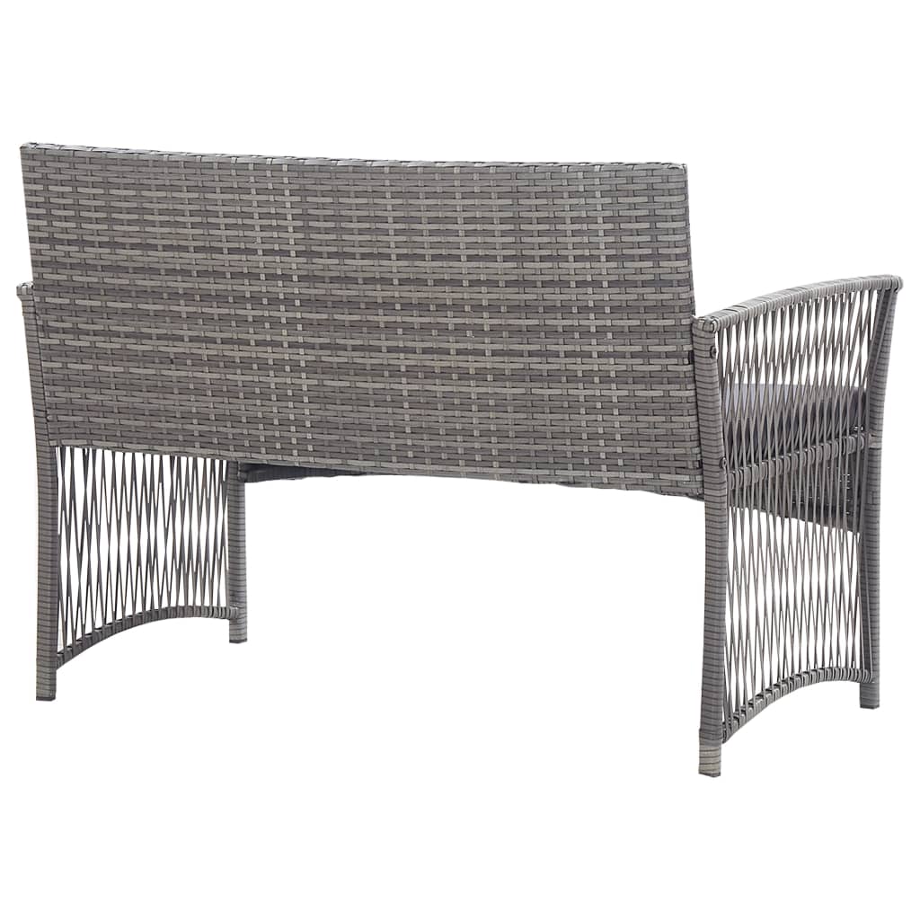 4 pcs conjunto lounge de jardim c/ almofadões vime PE antracite