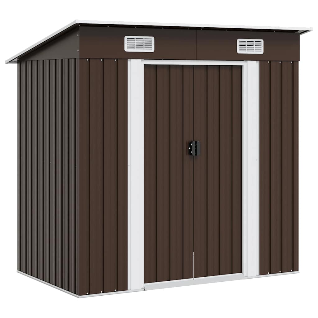 Abrigo de jardim 194x121x181 cm aço castanho