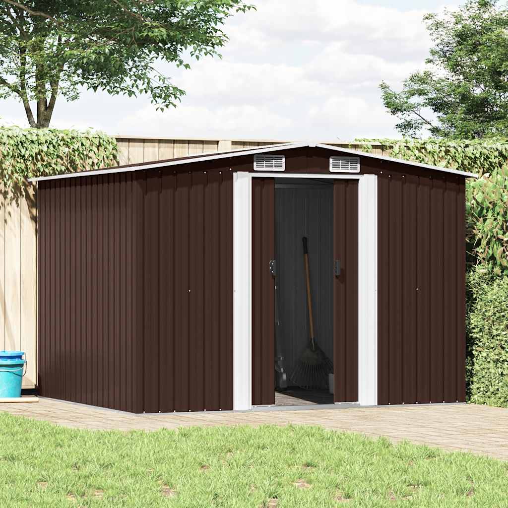 Abrigo de jardim 57x205x178 cm aço castanho