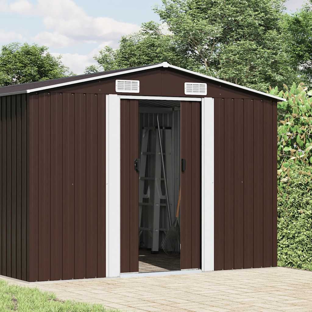 Abrigo de jardim 257x990x181 cm aço galvanizado castanho