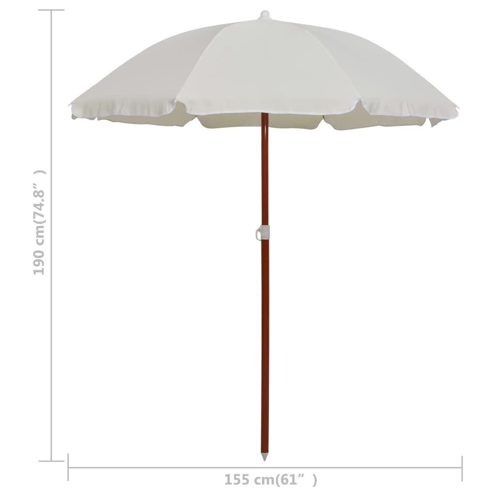 Guarda-sol de jardim com poste de aço 180 cm cor areia