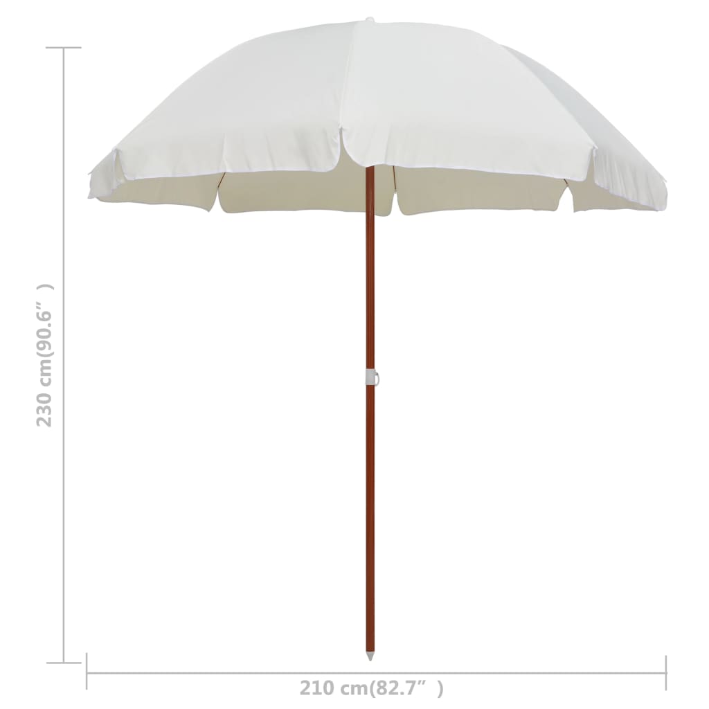 Guarda-sol de jardim com poste de aço 240 cm cor areia