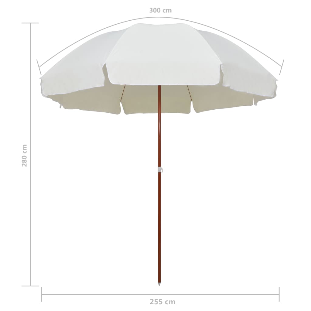 Guarda-sol de jardim com poste de aço 300 cm cor areia