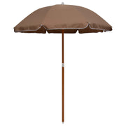 Guarda-sol de jardim c/ poste de aço 180cm cinzento-acastanhado
