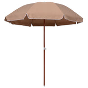 Guarda-sol de jardim c/ poste de aço 240cm cinzento-acastanhado