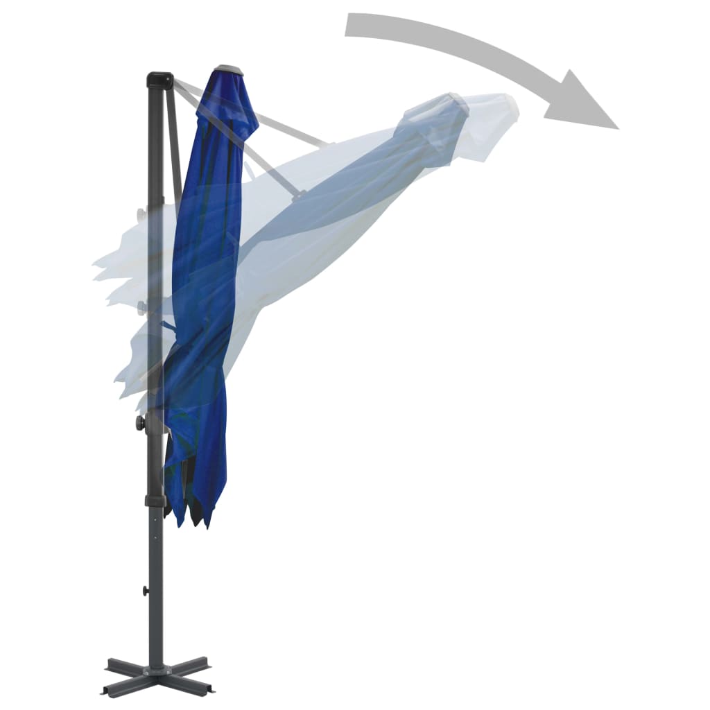 Guarda-sol cantilever com poste alumínio 250x250 cm azul ciano