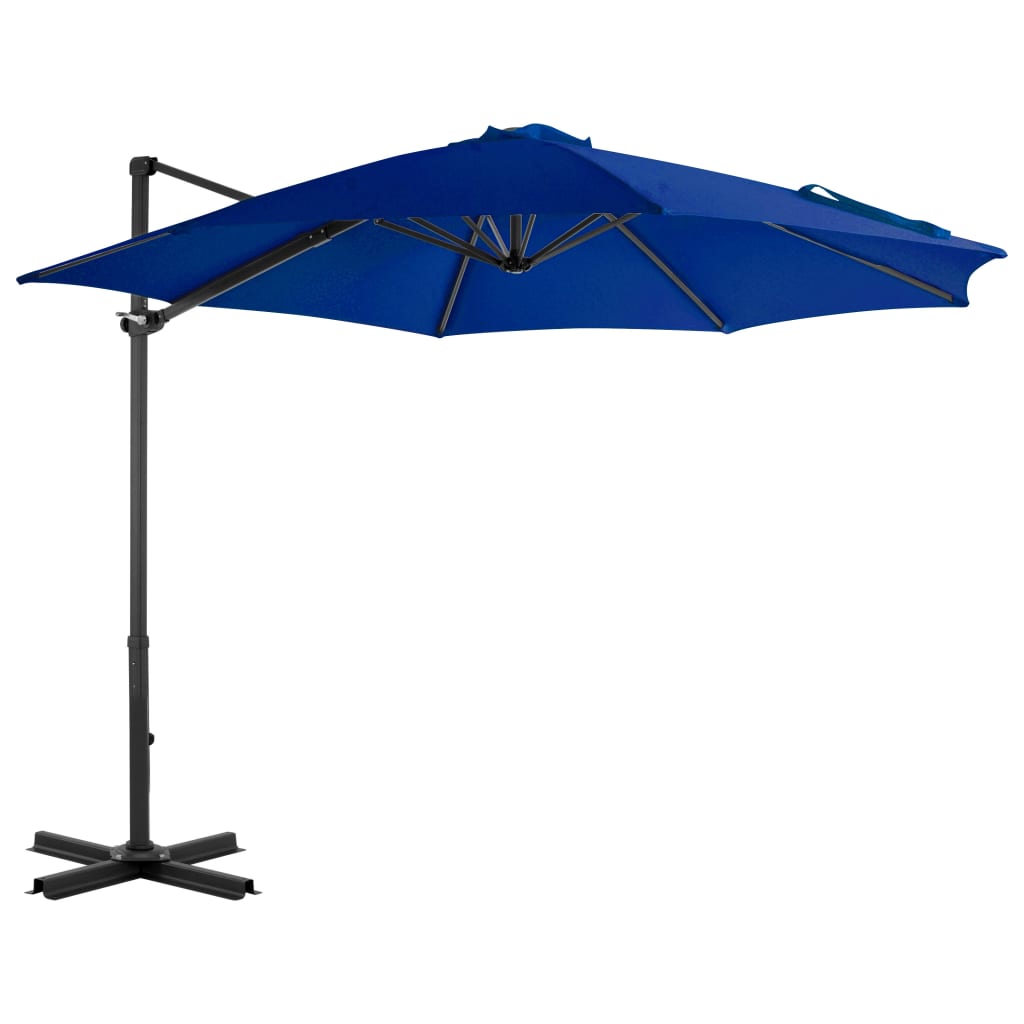 Guarda-sol cantilever com poste alumínio 300 cm azul ciano