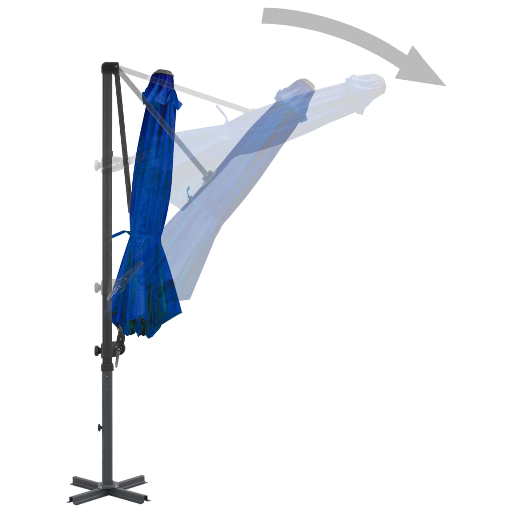 Guarda-sol cantilever com poste alumínio 300 cm azul ciano