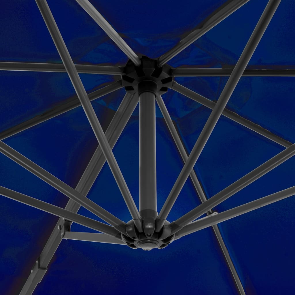 Guarda-sol cantilever com poste alumínio 300 cm azul ciano