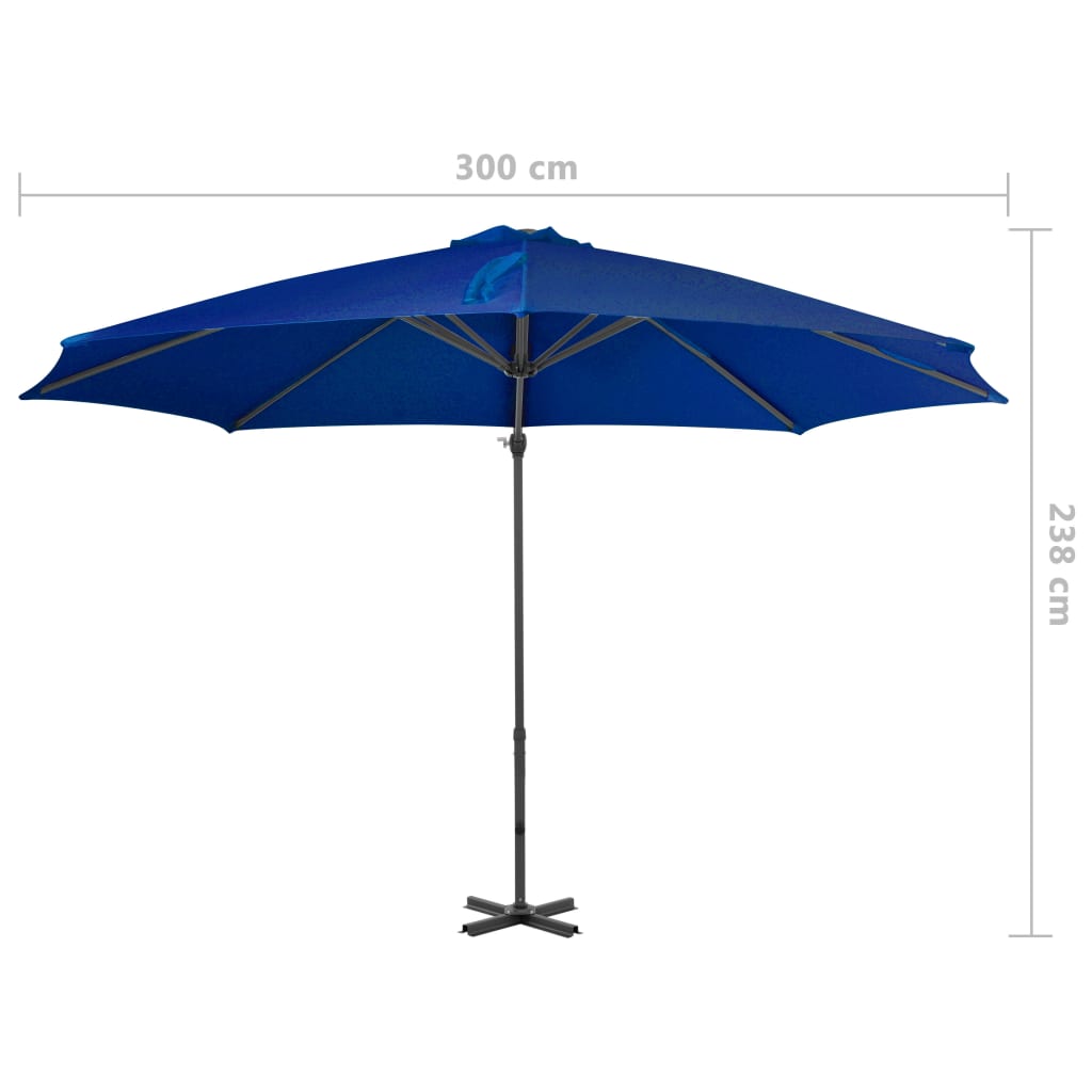 Guarda-sol cantilever com poste alumínio 300 cm azul ciano