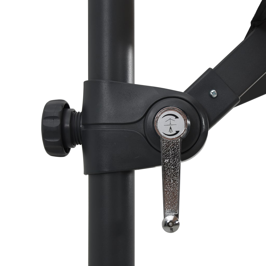 Guarda-sol cantilever c/ luzes LED e poste aço 250x250 cm preto