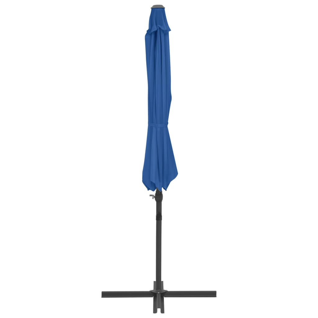 Guarda-sol jardim cantilever com poste de aço 300 cm azul ciano