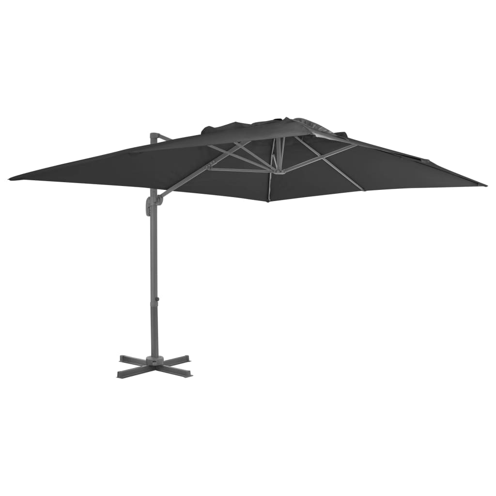 Guarda-sol de jardim cantilever com mastro de alumínio 4x3 m preto