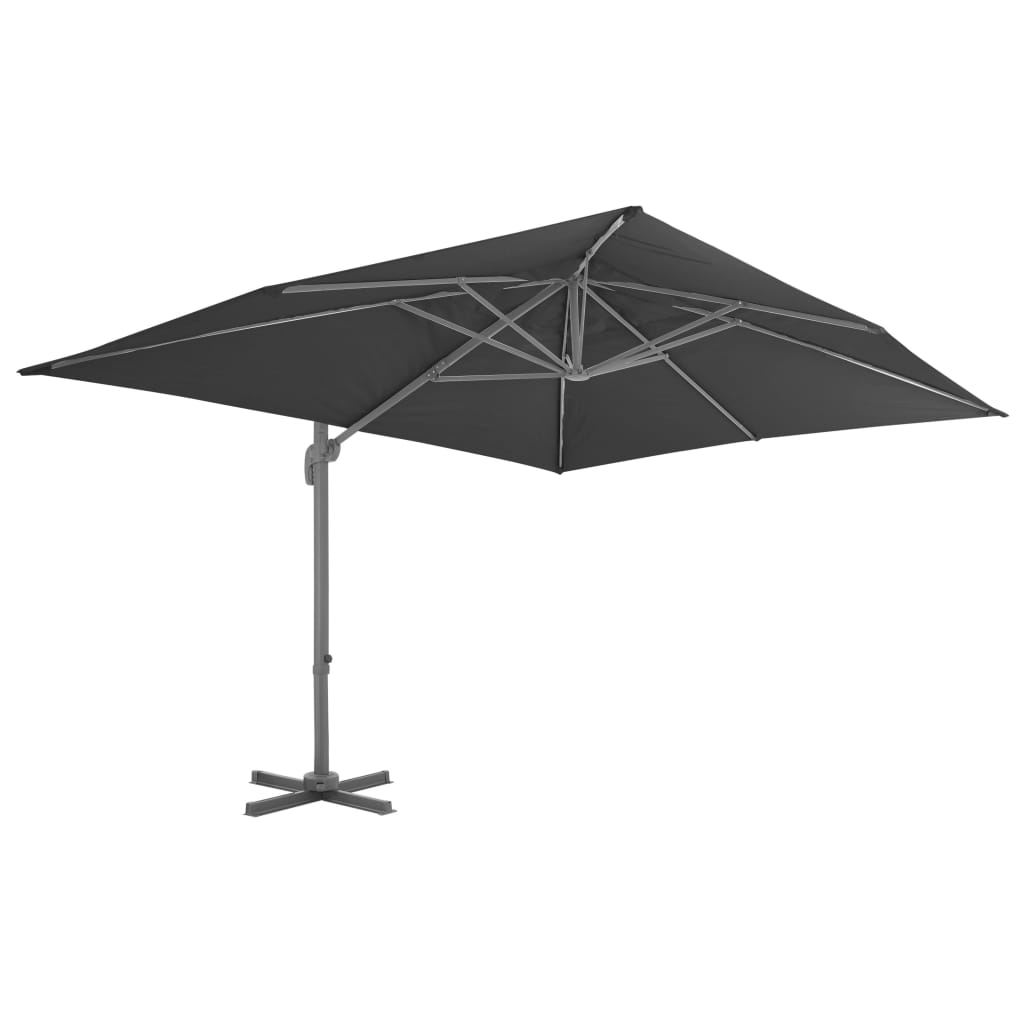 Guarda-sol de jardim cantilever com mastro de alumínio 4x3 m preto