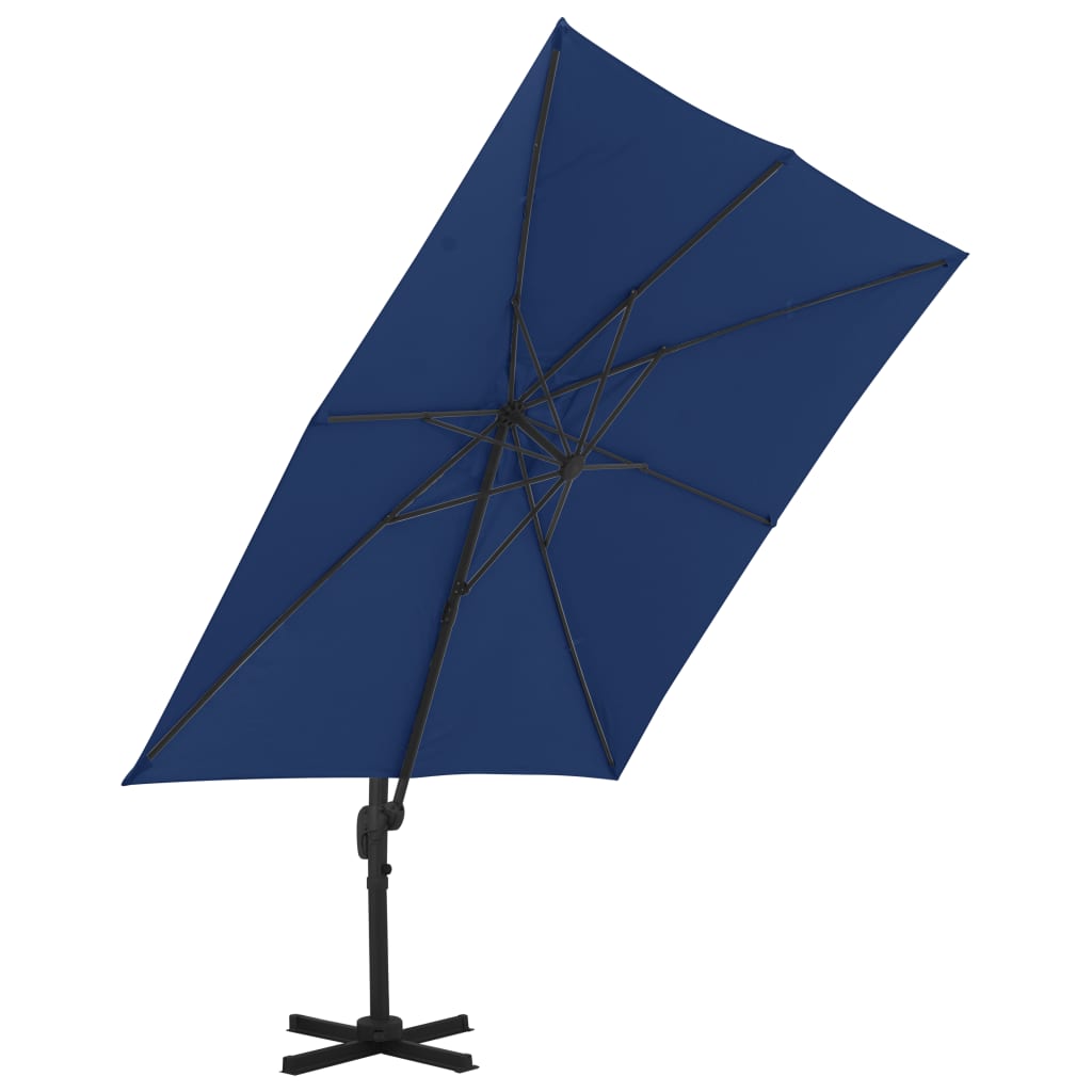 Guarda-sol jardim cantilever c/ poste alumínio 3x3 m azul ciano