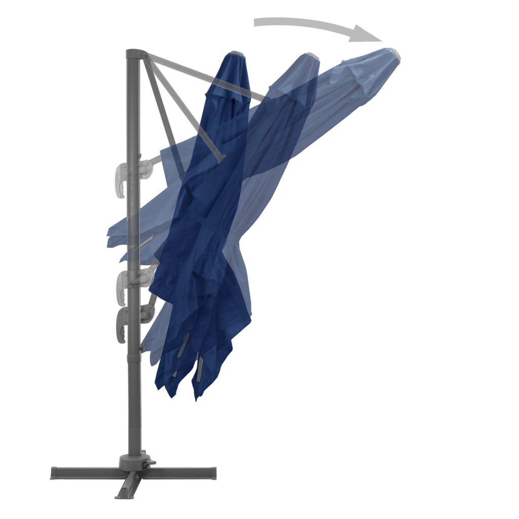 Guarda-sol jardim cantilever c/ poste alumínio 3x3 m azul ciano