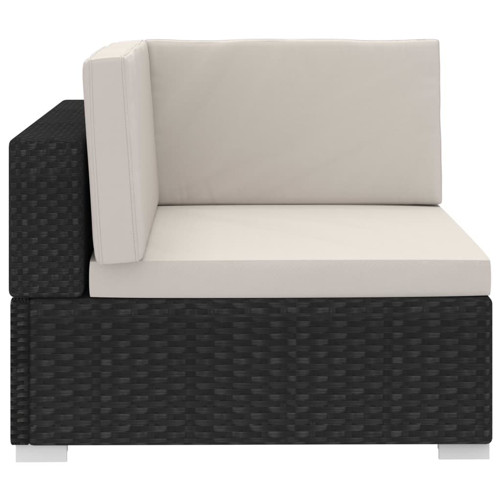 Conjunto sofás de jardim c/ almofadões 4 pcs vime PE preto