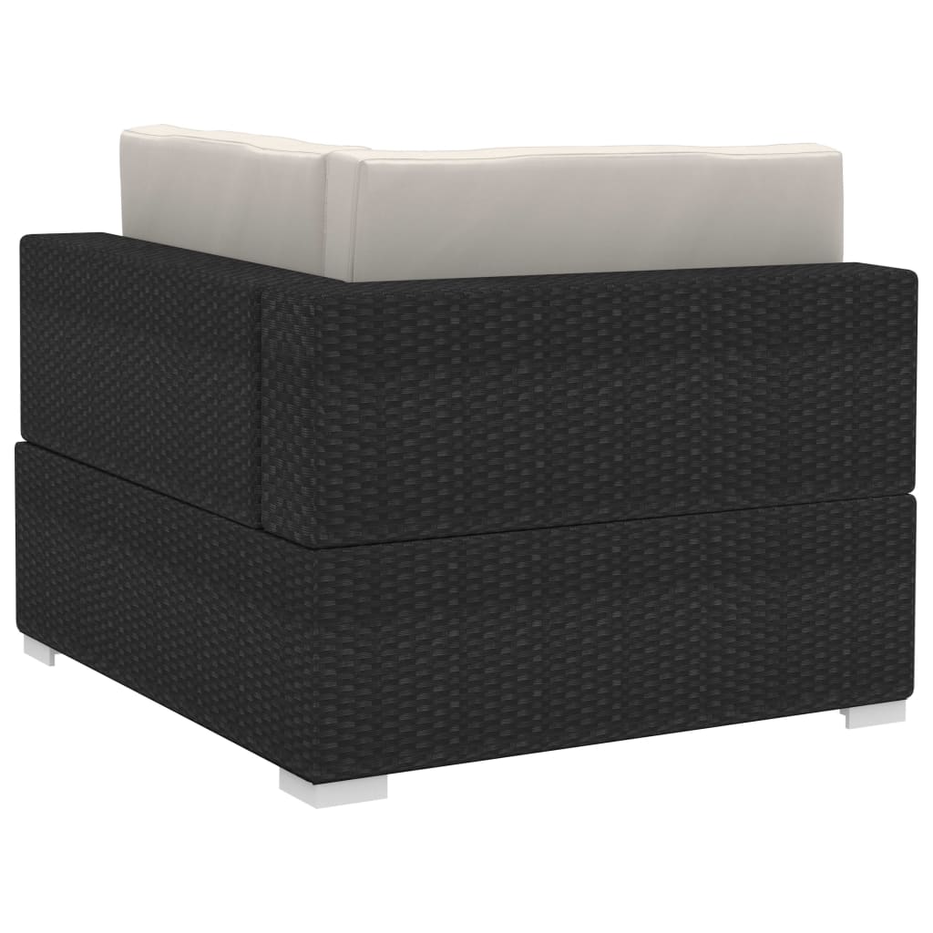 Conjunto sofás de jardim c/ almofadões 4 pcs vime PE preto